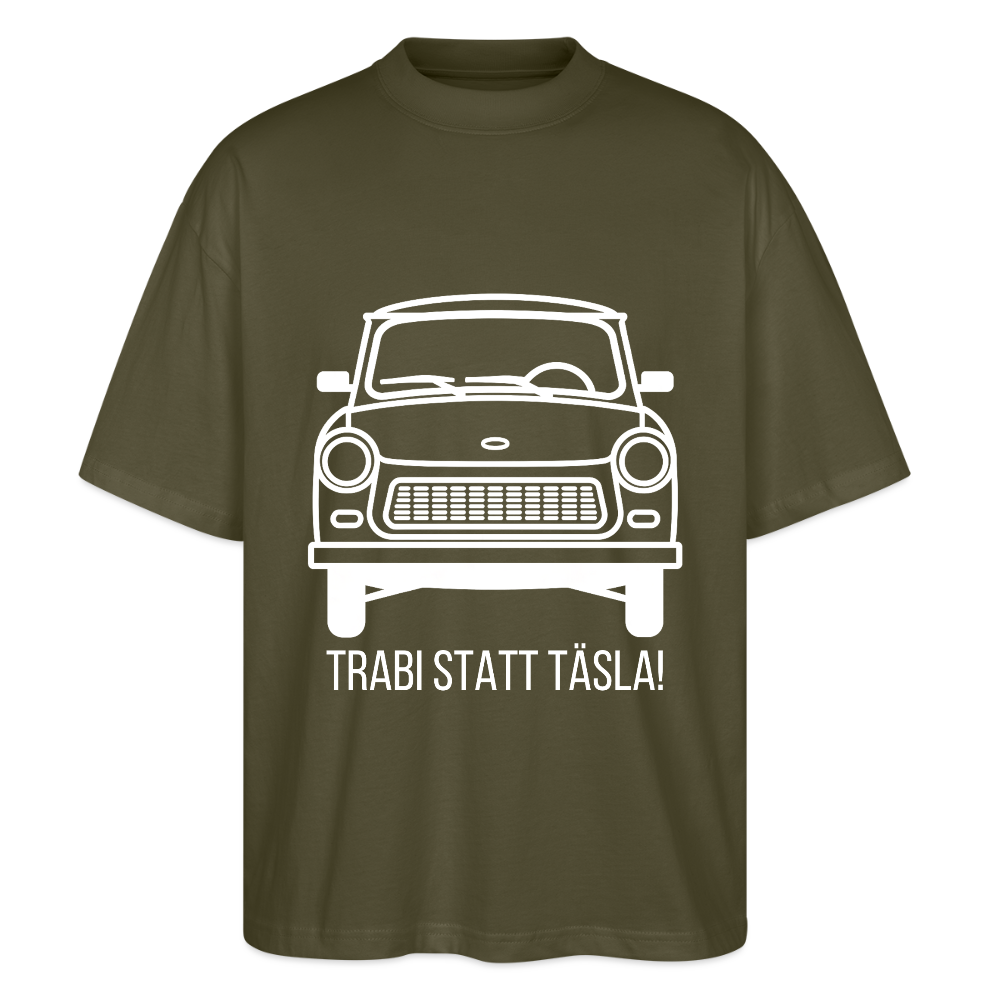 Trabi statt Täsla – T-Shirt mit DDR-Motiv - khaki