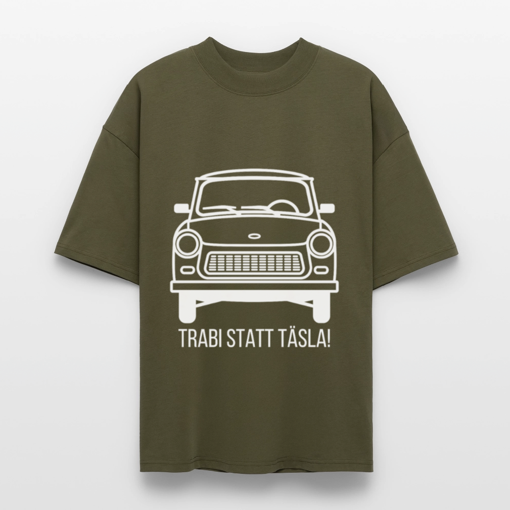 Trabi statt Täsla – T-Shirt mit DDR-Motiv - khaki