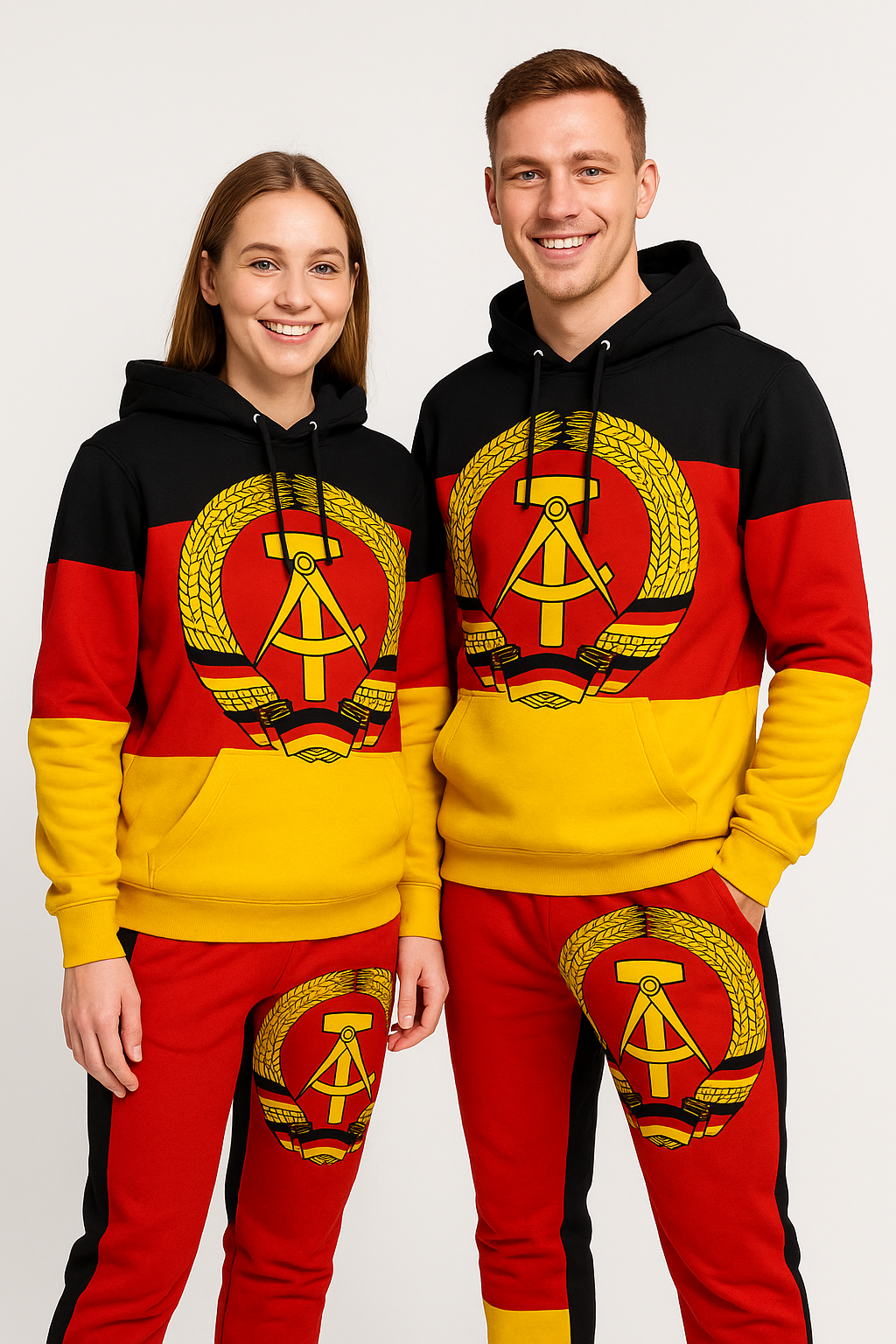 DDR Trainingsanzug – Komplett im DDR-Flaggen-Design (All-Over Print, Unisex)