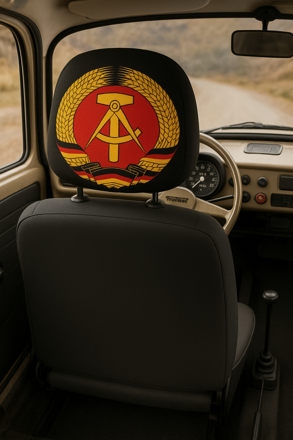 DDR Kopfstützen Überzug 2er Set mit Wappen
