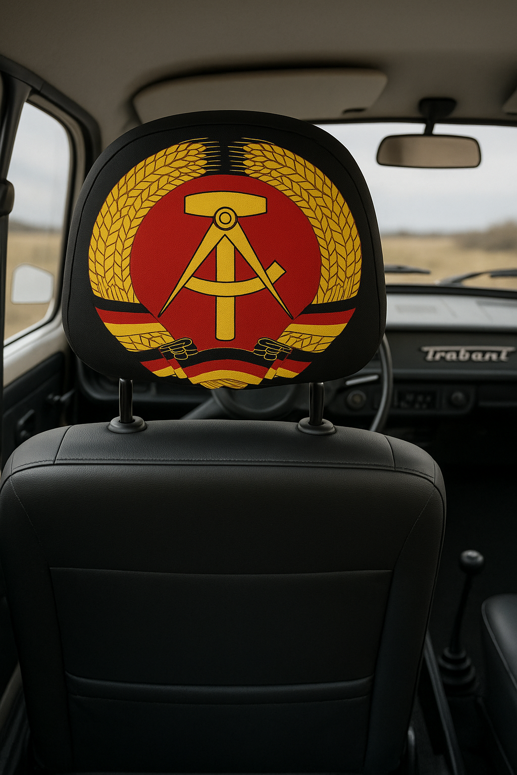 DDR Kopfstützen Überzug 2er Set mit Wappen