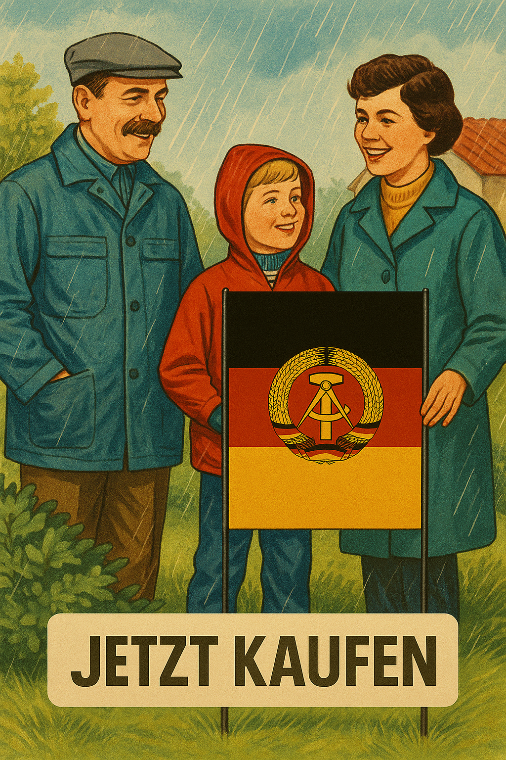 DDR Deko Schild mit DDR Fahne für Garten und Balkon