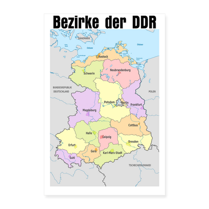 Bezirke der DDR Wandposter - Weiß