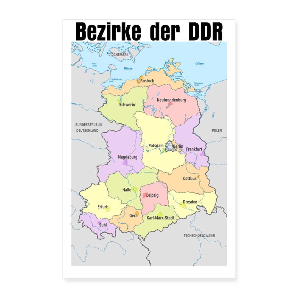 Bezirke der DDR Wandposter - Weiß