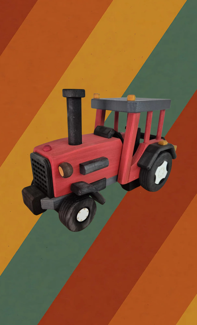 Räuchermann Traktor DDR LPG aus Buchenholz handgefertigt