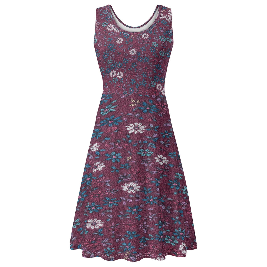 Florale Freiheit – Ärmelloses DDR Retro-Kleid mit Taschen