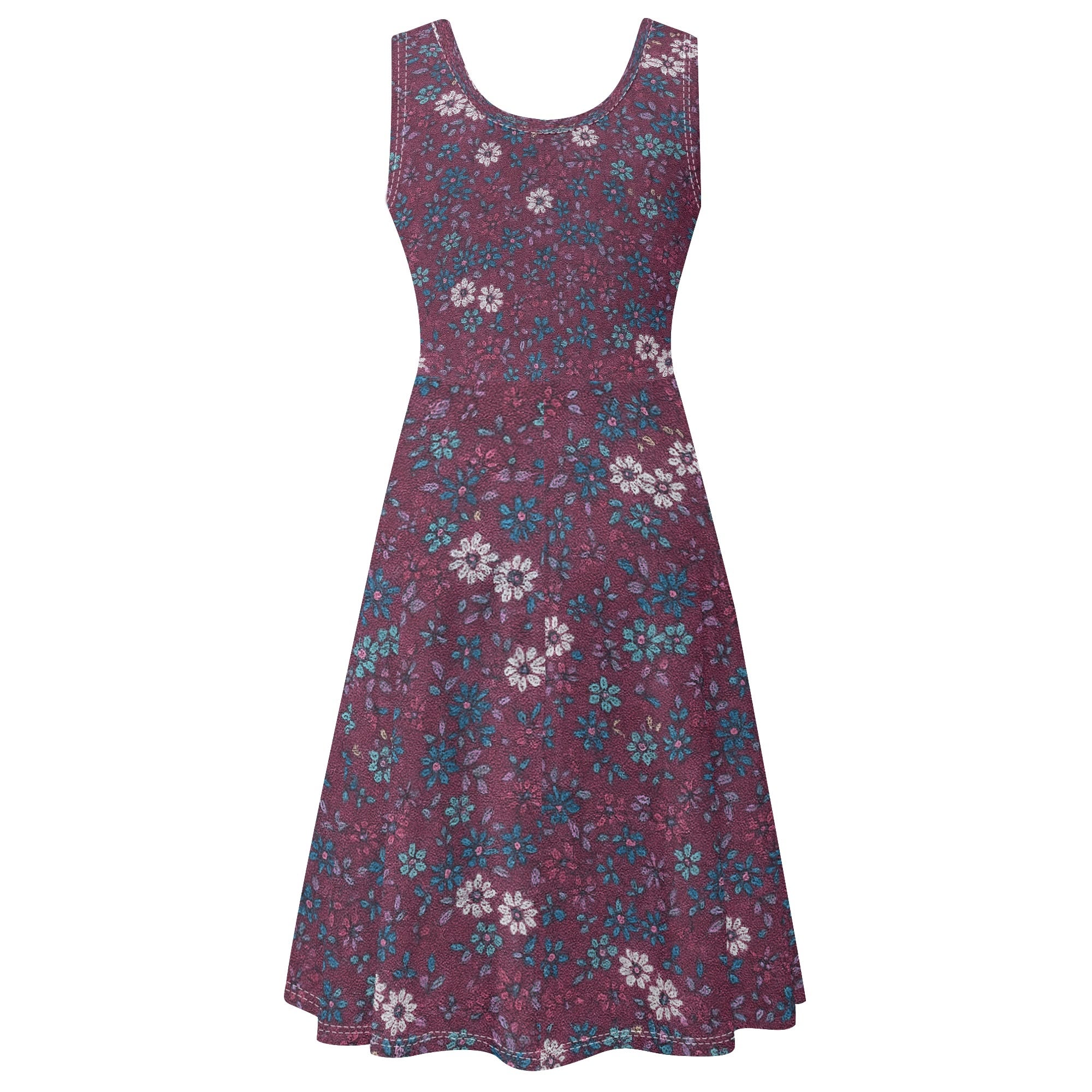 Florale Freiheit – Ärmelloses DDR Retro-Kleid mit Taschen