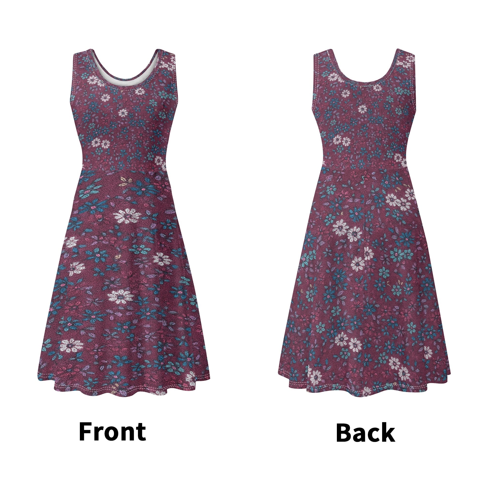 Florale Freiheit – Ärmelloses DDR Retro-Kleid mit Taschen