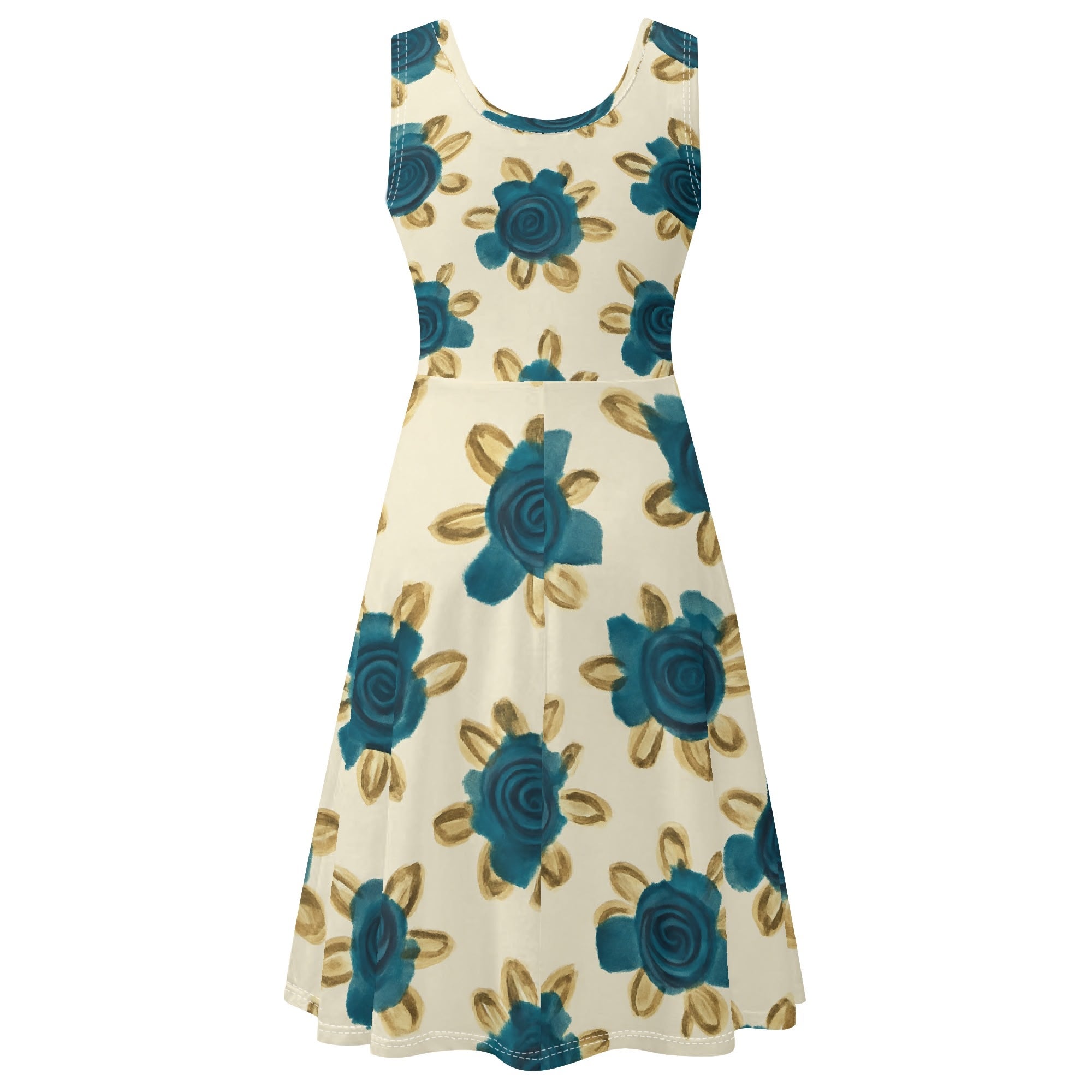 Sommerschönheit in Blau – DDR-inspiriertes A-Linien Kleid mit Taschen
