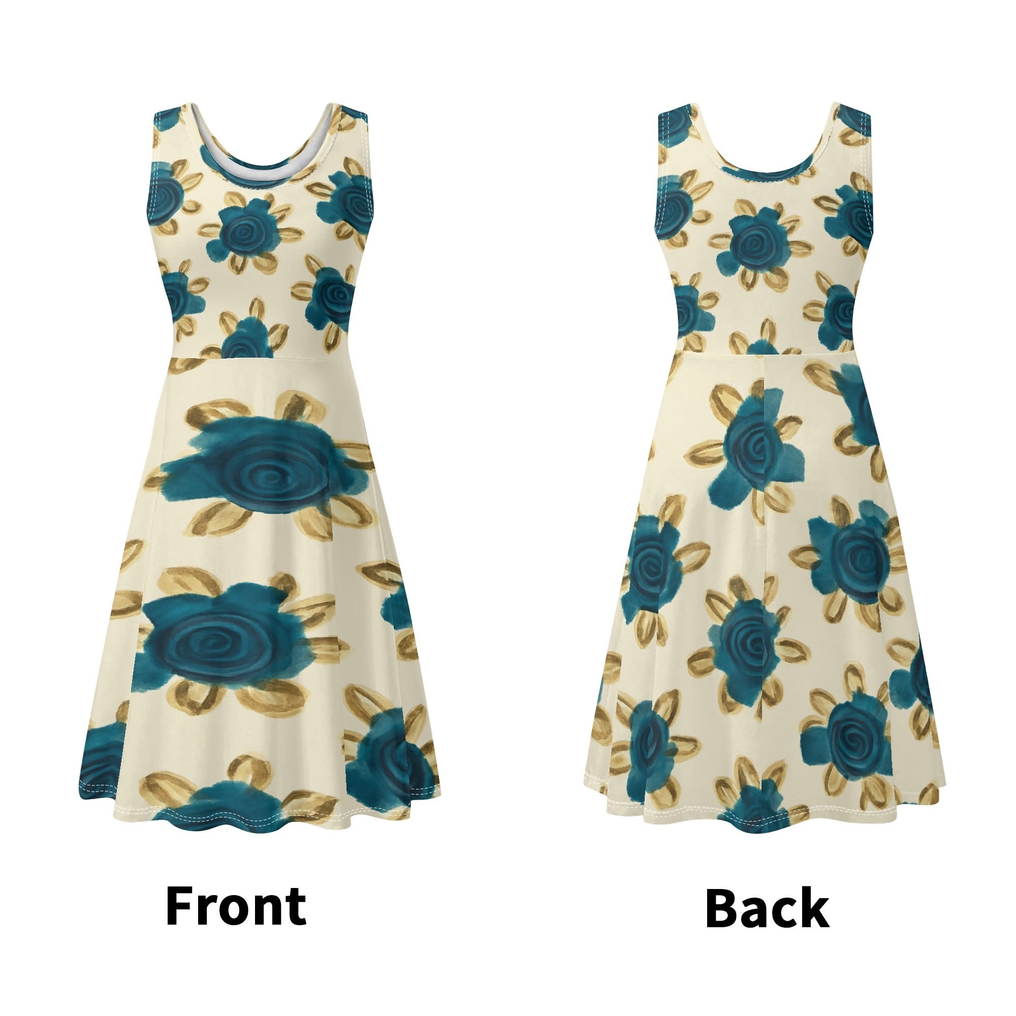 Sommerschönheit in Blau – DDR-inspiriertes A-Linien Kleid mit Taschen