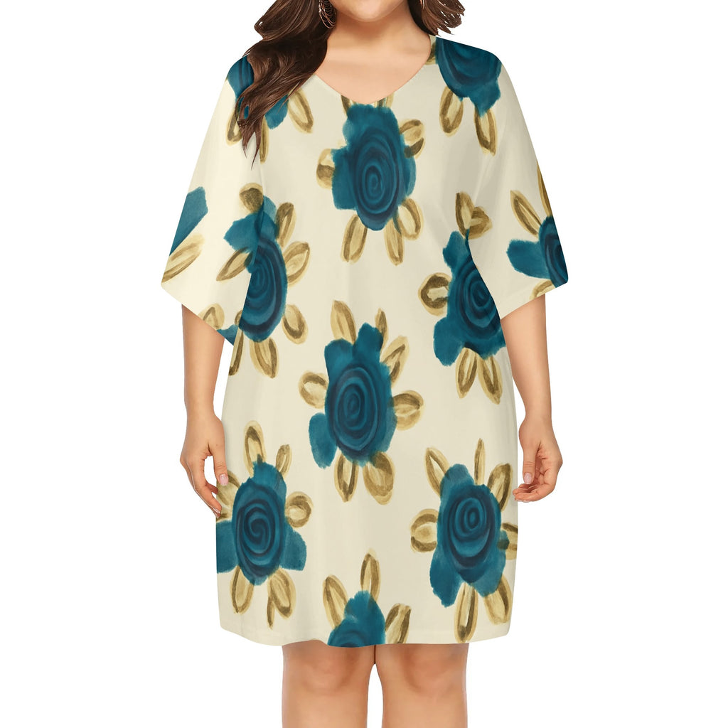 DDR Blumenkleid „Sonntags bei Oma“ – mit Retro-Rosen auf Beige