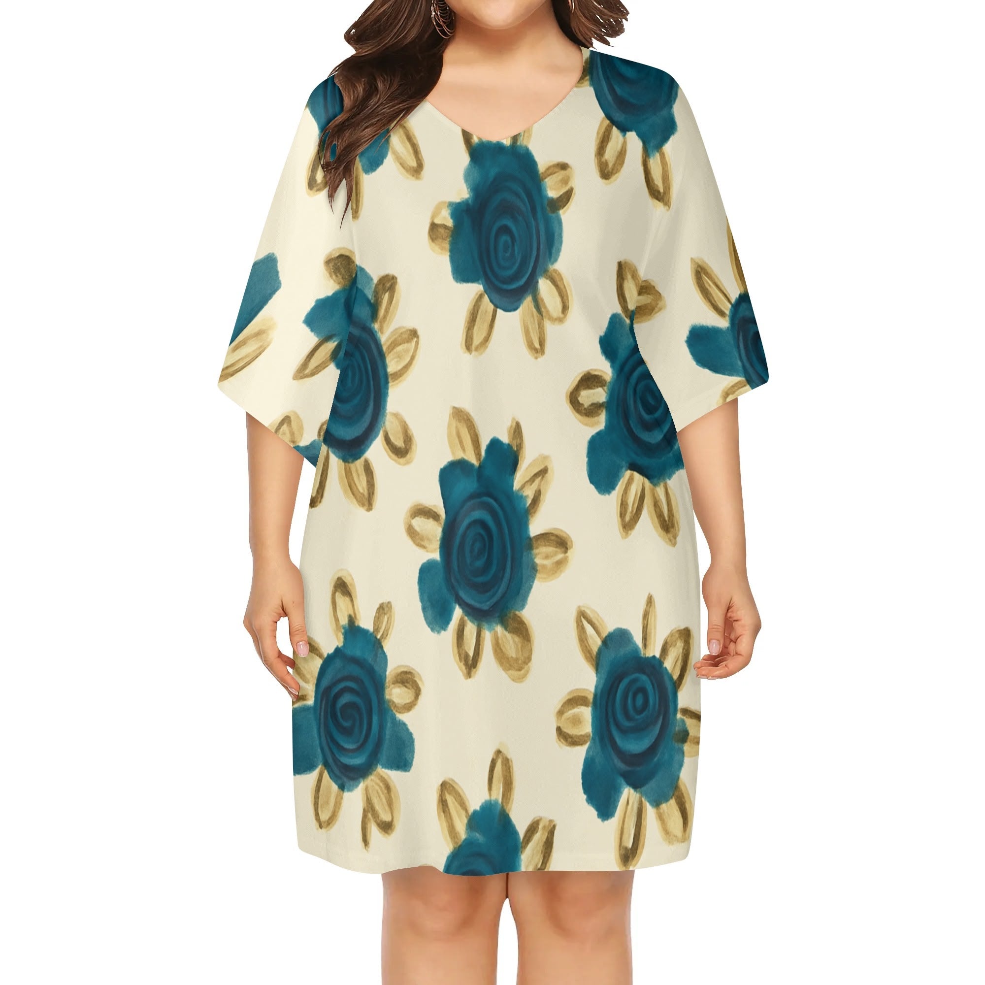 DDR Blumenkleid „Sonntags bei Oma“ – mit Retro-Rosen auf Beige
