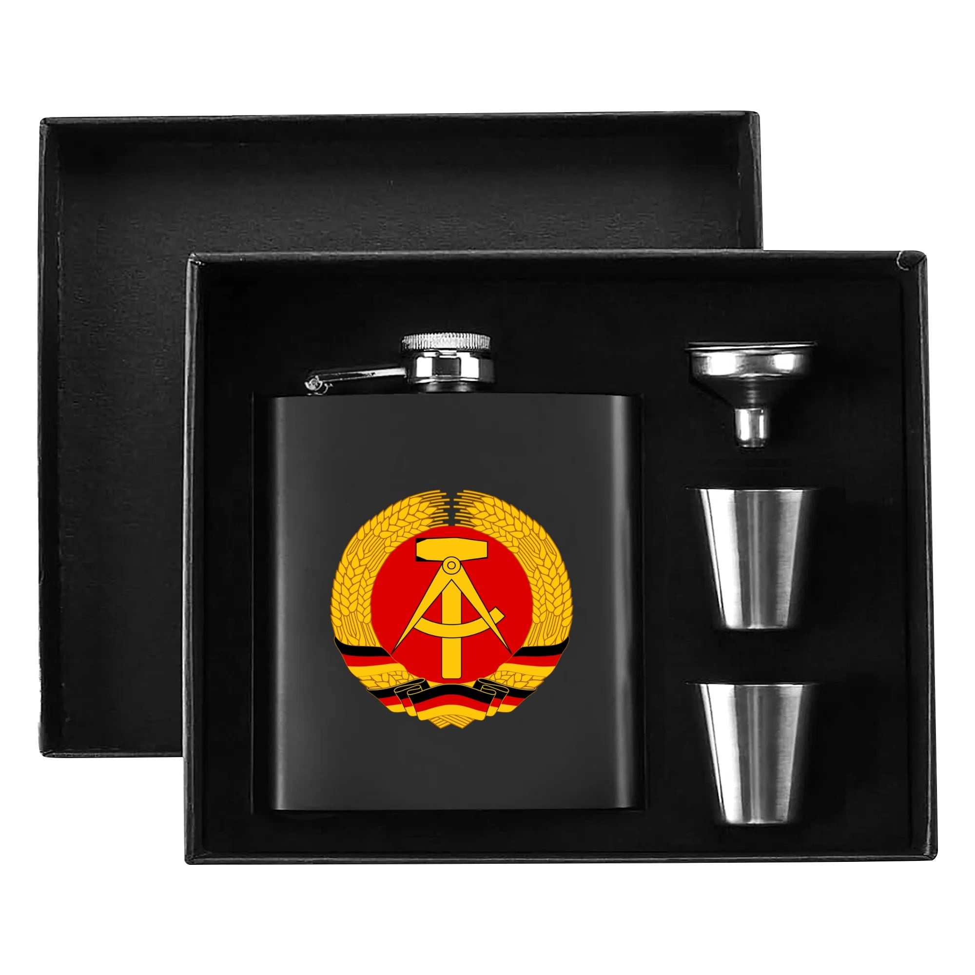 DDR Wappen Flachmann-Set 200 ml Schwarz