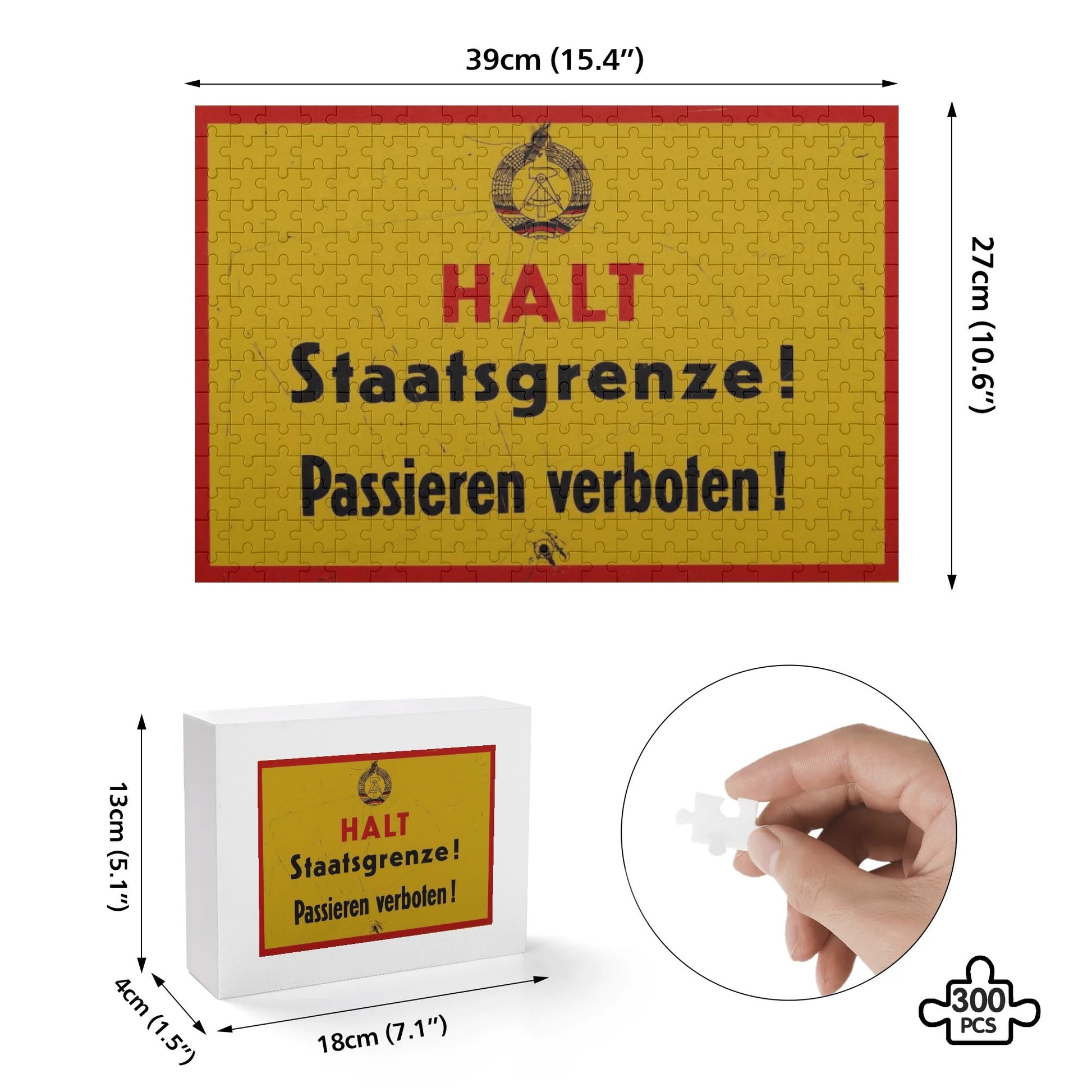 DDR Puzzle – HALT Staatsgrenze – 300 Teile mit Grenzschild der DDR