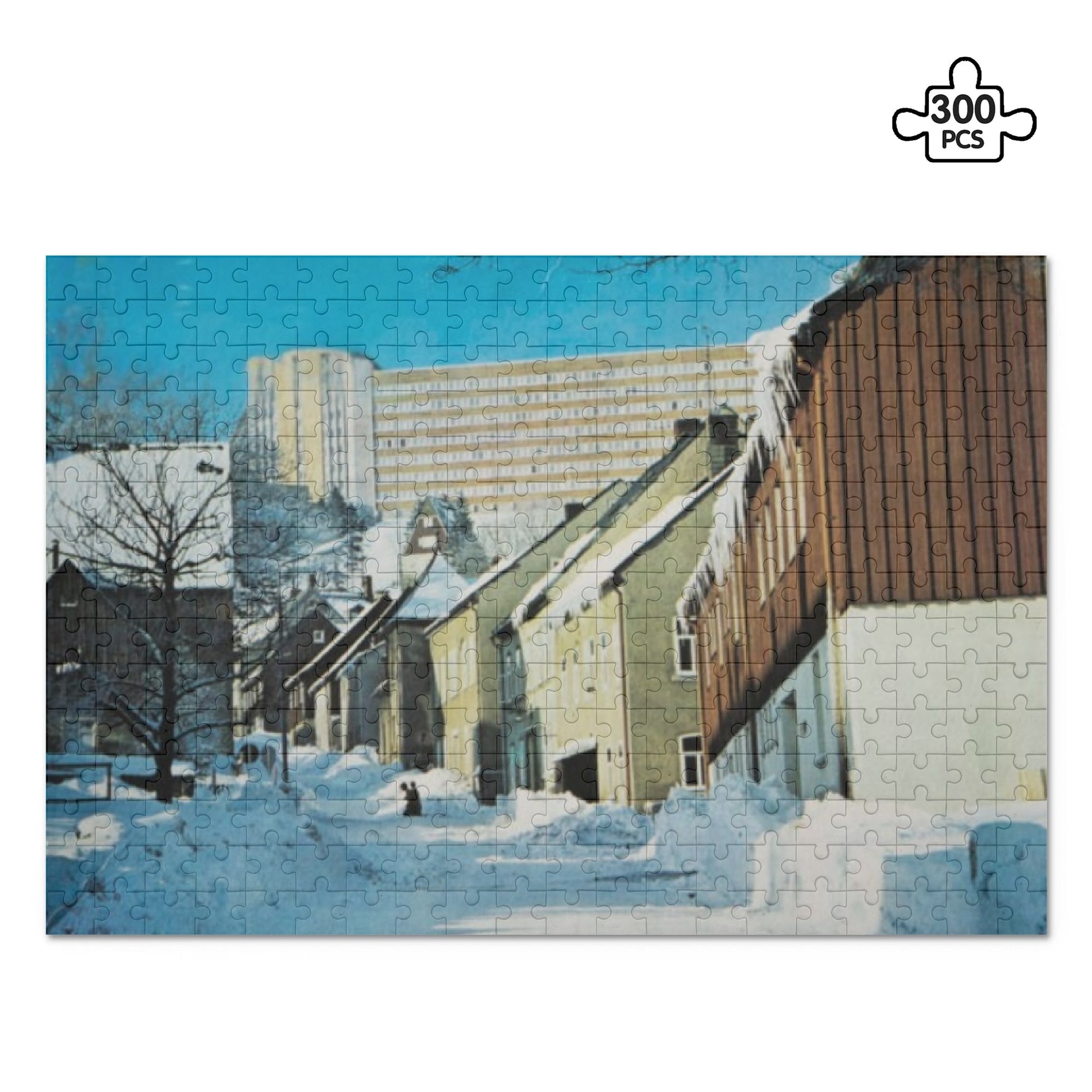 DDR Puzzle – Winter in Oberhof mit Plattenbau – 300 Teile Nostalgie