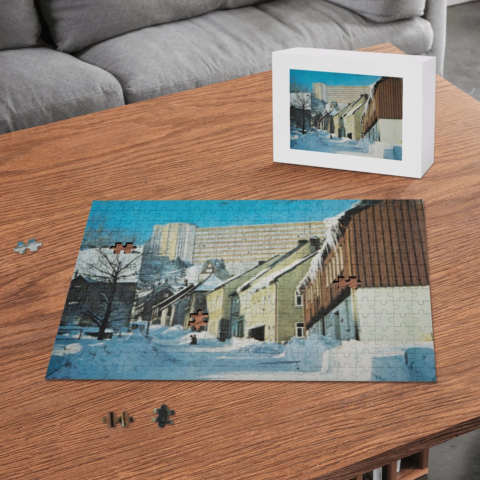 DDR Puzzle – Winter in Oberhof mit Plattenbau – 300 Teile Nostalgie