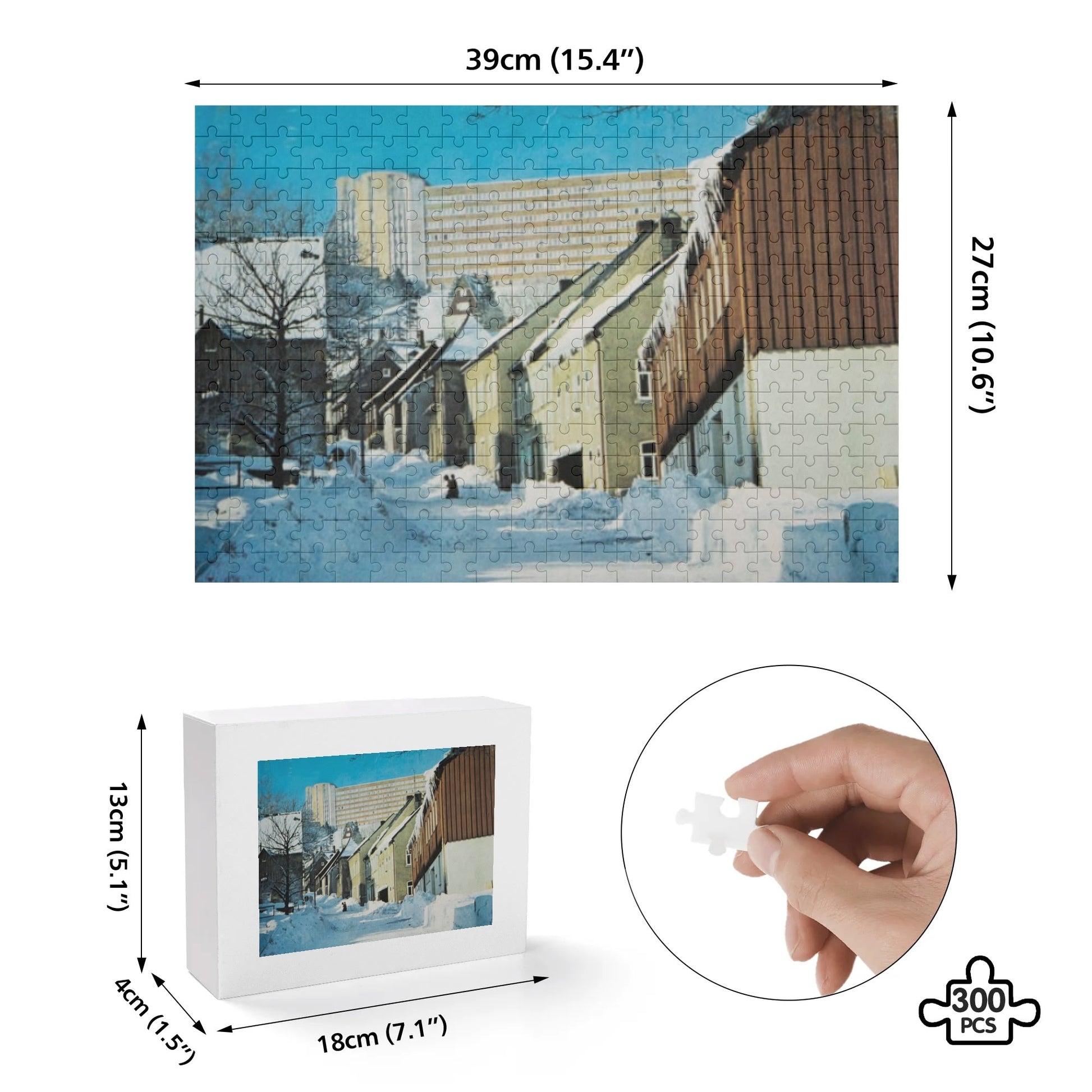 DDR Puzzle – Winter in Oberhof mit Plattenbau – 300 Teile Nostalgie
