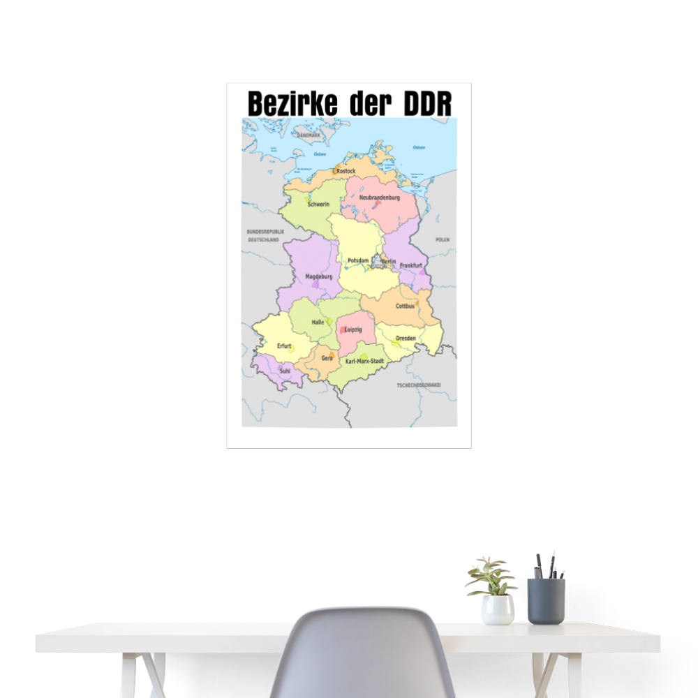 Bezirke der DDR Wandposter - Weiß