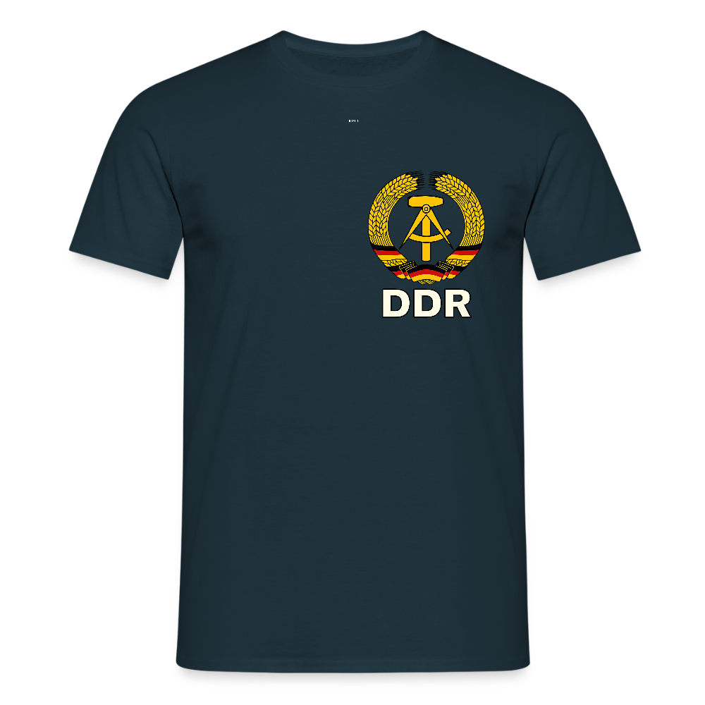 DDR Shirt mit Flagge | Ostdeutsche Identität auf der Brust (Unisex) - navy