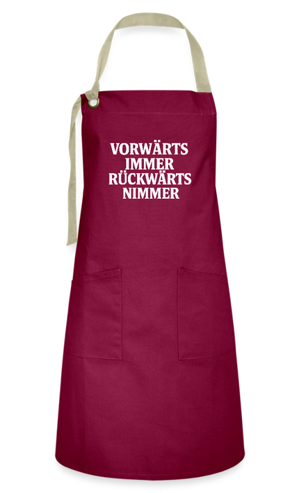 Kontrastschürze - Burgunderrot / Sandfarben