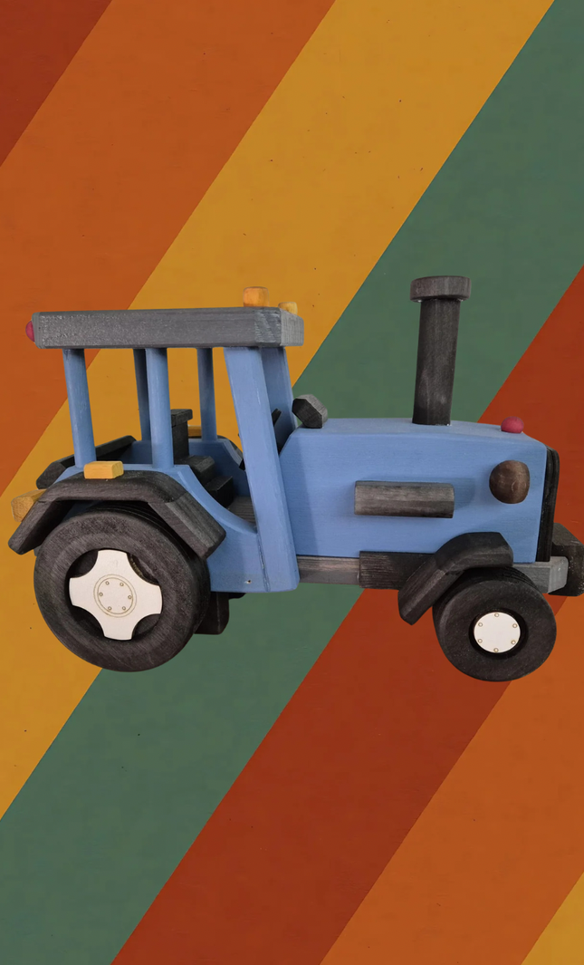 Räuchermann Traktor DDR LPG aus Buchenholz handgefertigt