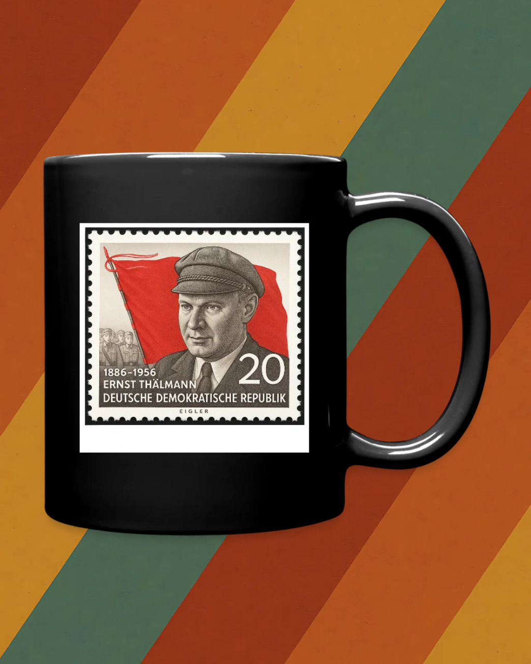 Ernst Thälmann Briefmarken-Tasse – DDR Kultklassiker