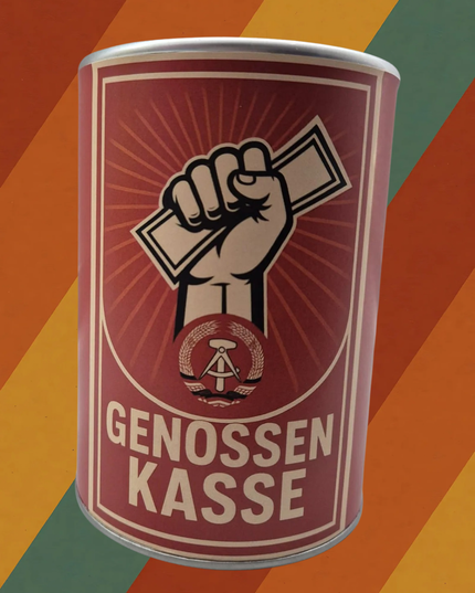Genossenkasse Spardose im DDR Design aus Metall