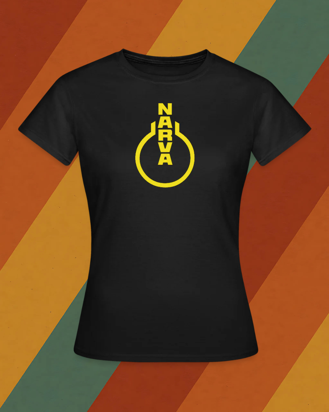 NARVA Shirt – Für DDR Damen in Schwarz-Gelb