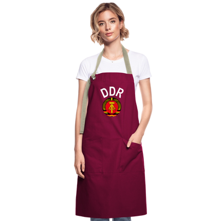 Kontrastschürze - Burgunderrot / Sandfarben