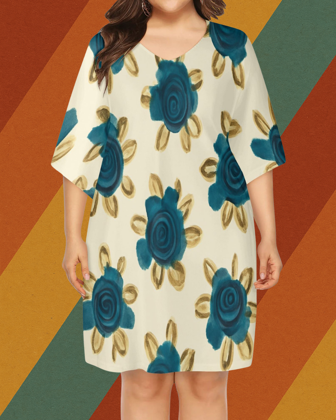 DDR Blumenkleid „Sonntags bei Oma“ – mit Retro-Rosen auf Beige