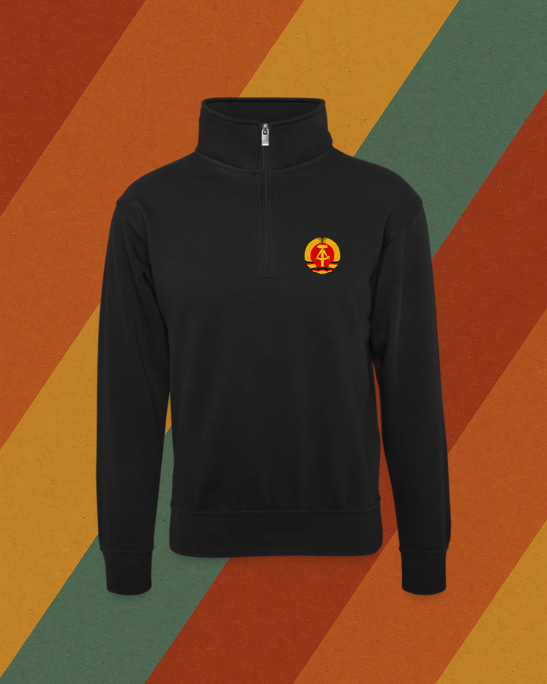 DDR Unisex Pullover mit Zip-Kragen