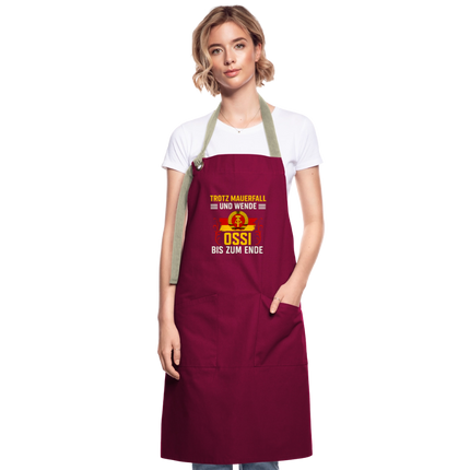 Kontrastschürze - Burgunderrot / Sandfarben