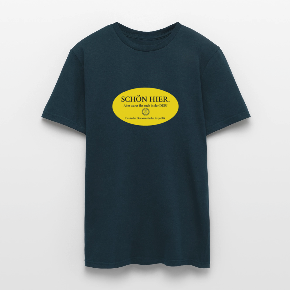 Der Schön hier – Kult-Sticker auf T-Shirt - navy