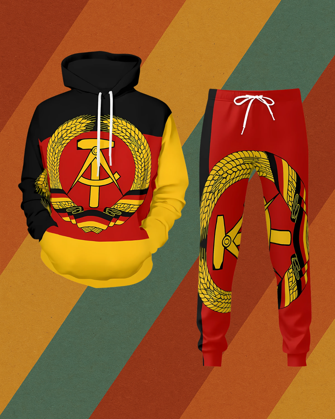 DDR Trainingsanzug – Komplett im DDR-Flaggen-Design