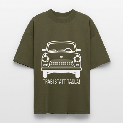 Trabi statt Täsla – T-Shirt mit DDR-Motiv - khaki