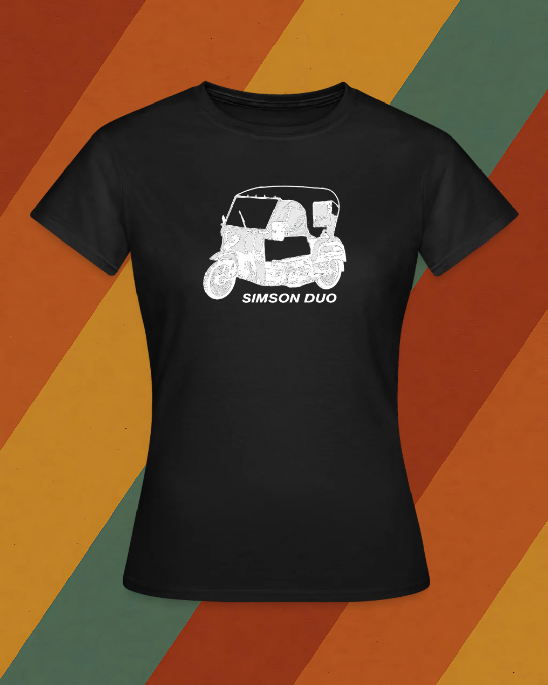 Simson DUO Damen T-Shirt mit Kultfahrzeug-Motiv der DDR