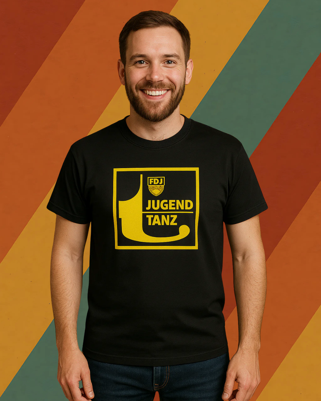 FDJ Jugendtanz Herren T-Shirt – Offizielles Kultdesign aus der Jugendbewegung der DDR