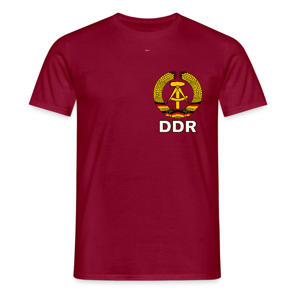DDR Shirt mit Flagge | Ostdeutsche Identität auf der Brust (Unisex) - brick red