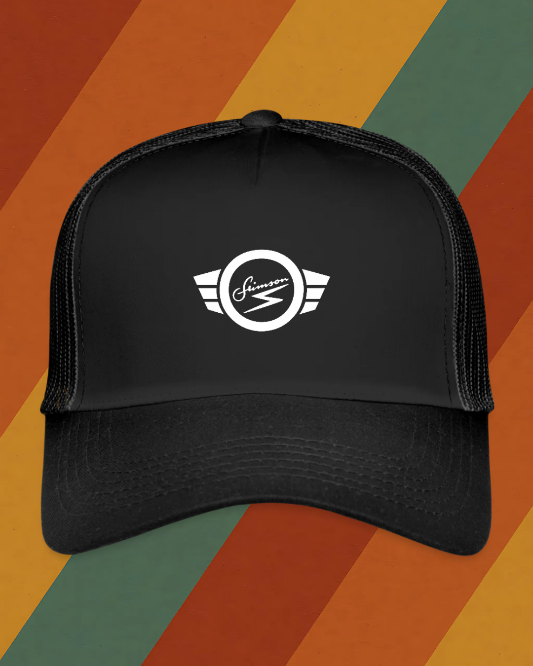 Simson Trucker Cap mit klassischem DDR Markenlogo und Meshrückseite
