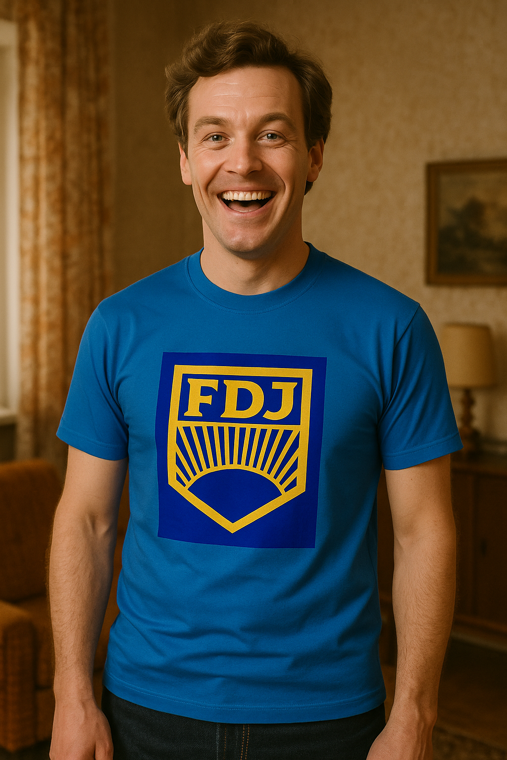 🌞 FDJ Shirt – Blau-Gelber Klassiker