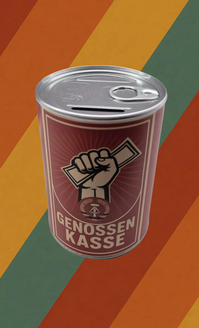 Genossenkasse Spardose im DDR Design aus Metall