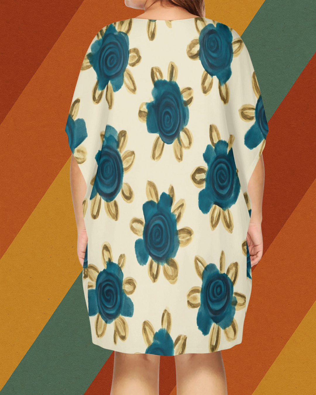 DDR Blumenkleid „Sonntags bei Oma“ – mit Retro-Rosen auf Beige
