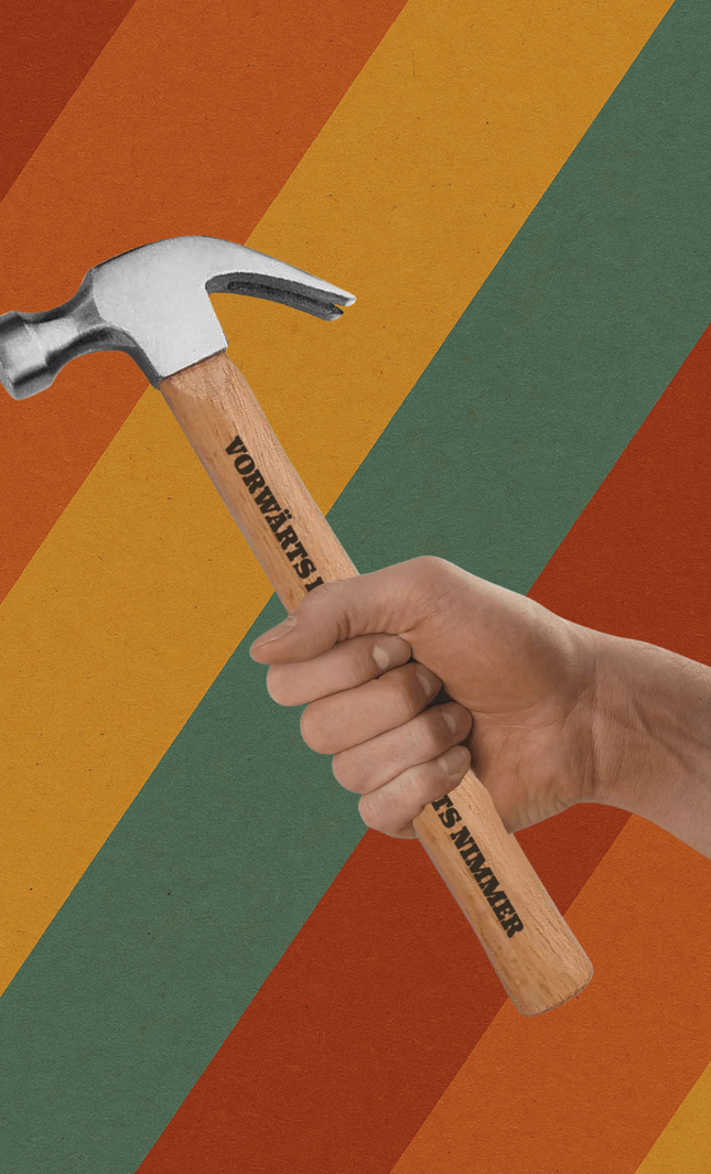 DDR Hammer Vorwärts Immer Gravur