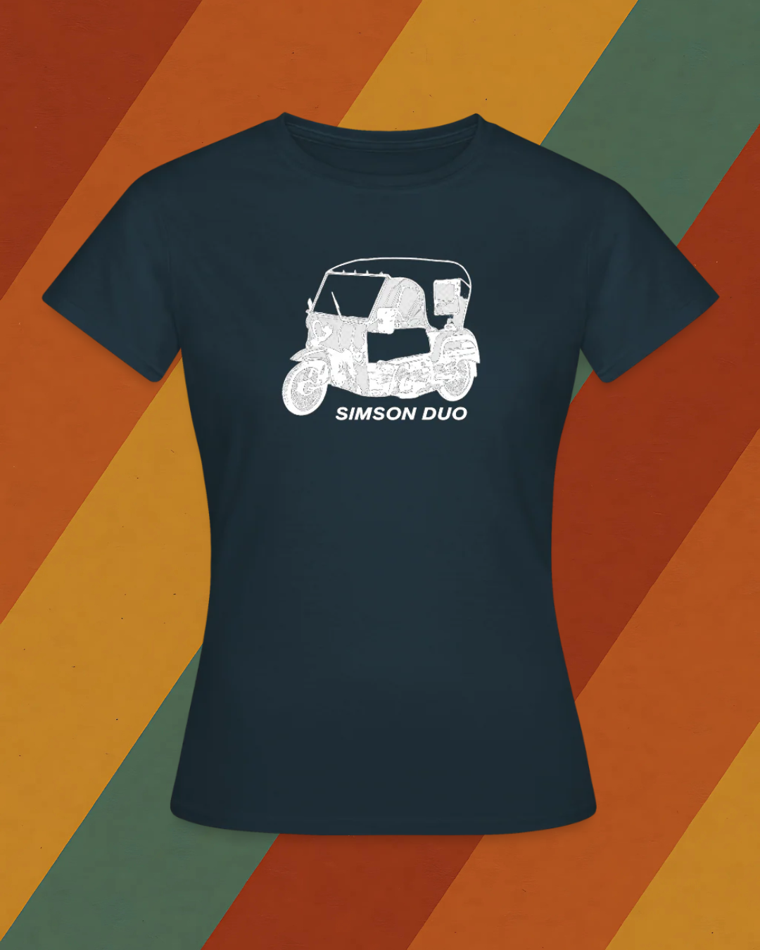 Simson DUO Damen T-Shirt mit Kultfahrzeug-Motiv der DDR
