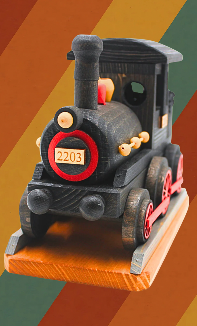 XXL Räucherlokomotive aus Holz mit echter Kohle