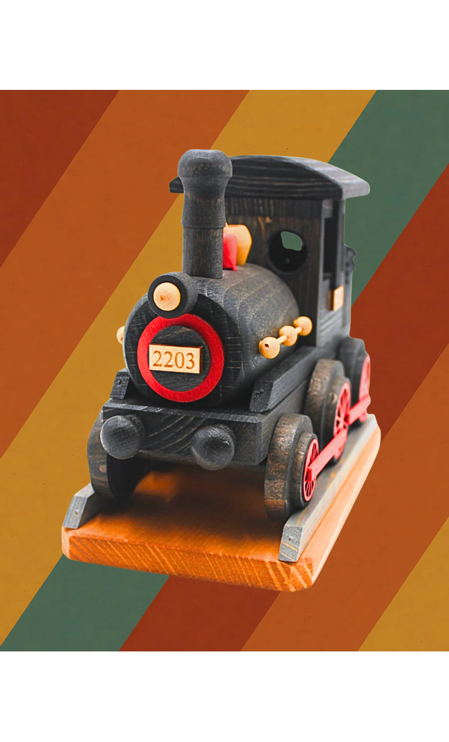 XXL Räucherlokomotive aus Holz mit echter Kohle