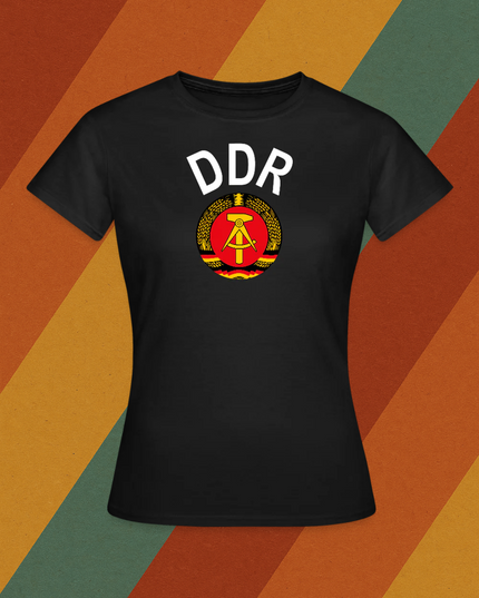 DDR Damen T-Shirt mit Staatswappen – Ostdeutscher Klassiker in Retro-Optik