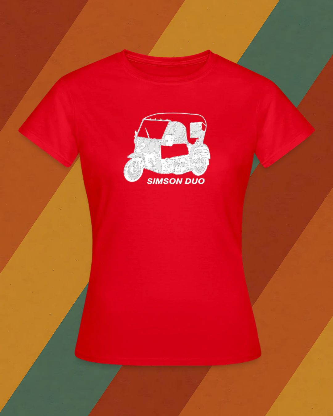 Simson DUO Damen T-Shirt mit Kultfahrzeug-Motiv der DDR