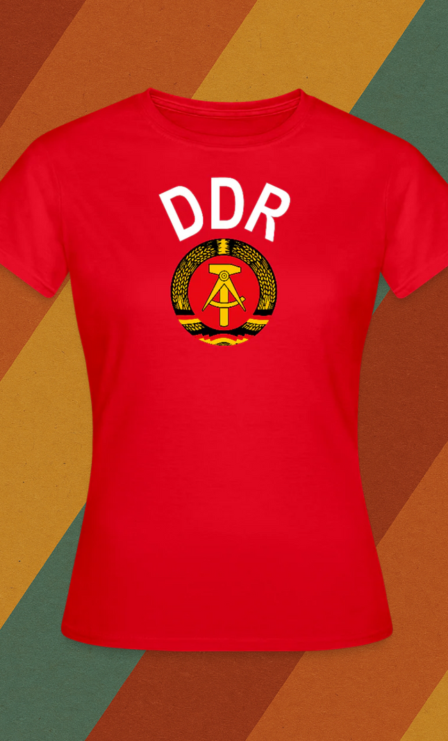 DDR Damen T-Shirt mit Staatswappen – Ostdeutscher Klassiker in Retro-Optik