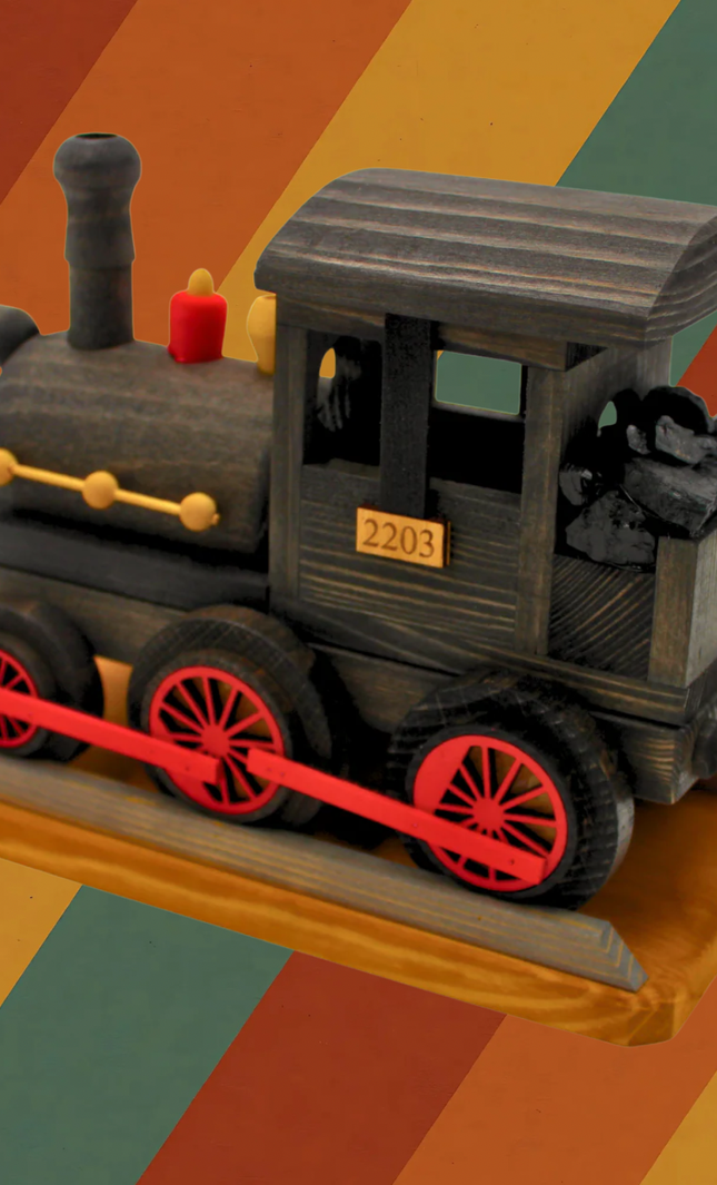 XXL Räucherlokomotive aus Holz mit echter Kohle